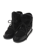 【AZUL by moussy】フェイクファーレースアップショートブーツ/BLK