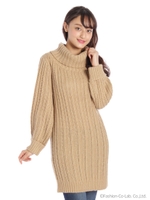 オフタートルラメニットトップス/モカ