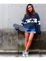 【anap mimpi】スターモチーフクラッシュニットトップス/GRN