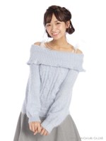 肩リボンオフショルニット/アイボリー