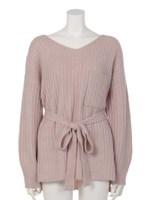 【chille anap】リブ編み前ポケットVネックチュニック/PK