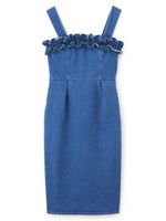 ギャザーフリルデニムジャンスカ/ライトブルー