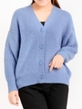 コクーンシルエットVネックカーディガン/ブルー