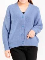 コクーンシルエットVネックカーディガン/ブルー