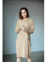 【AZUL by moussy】レイヤードニット長袖ワンピース/BEG