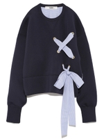 ストライプリボンスウェット/NVY