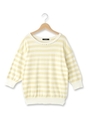 ◆ビジュー使い七分袖ボーダーニット/レモンイエロー(331)