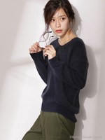 アンゴラヘアリーVネックプルオーバー/Lグレー