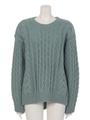 サイドスリットケーブルニットプルオーバー/ミントグリーン