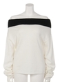 VOLUME SLEEVE DECOLLETE KNIT/WHT