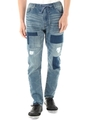 【AZUL by moussy】裏起毛ドビーデニムパッチワークスキニー/BLU