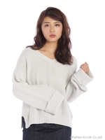 スピンドルピグメントニットTOPS/LGRY