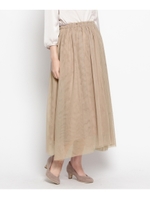 チュールロングスカート/ベージュ系(054)