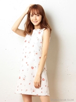 バックレースアップフラワーサックワンピース/ネイビー