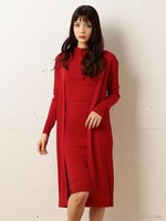 リブニットロングカーディガン/ネイビー