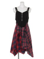 変形ベルトワンピ/レッド