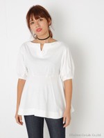 MUTTON SLEEVE FLARE TUNIC/WHT