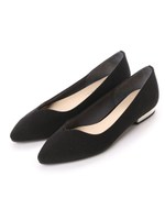 Vカットフラットパンプス/ブラックスエード