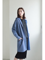 【AZUL by moussy】MIXニットソーフーディコーディガン/GRY