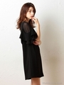シフォン切替ラッフル袖ワンピース/ブラック