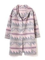 ネイティブ柄ジャガードアウター/ピンク×ネイビー×グレー2(092)