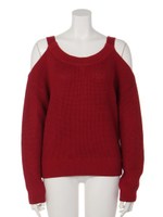 ショルダーオープンニット/ボルドー