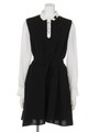 メルシーリボン付きバイカラーワンピース/サックス
