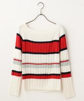 【予約】マルチボーダーオフショルニット