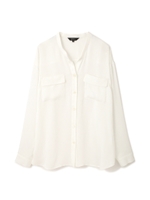 ストレッチサテンブラウス/ホワイト(030)