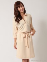 ツイルシャツワンピ/ベージュ