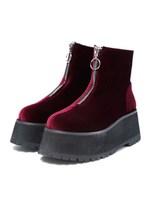 ベロアジップブーツ/ボルドー