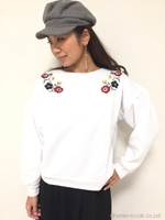 袖ボリューム花柄刺繍PO/オフホワイト