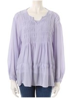 シャーリングシフォンブラウス/サーモンピンク