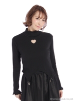 ハートくり抜きガーター風デザイントップス/ピンク