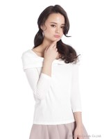 リボンオフショルトップス/ホワイト