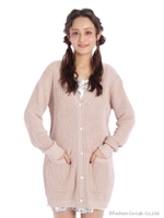 パールボタンロングカーデ/ピンク