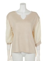 【CHILLE】袖プリーツシフォントップス/ホワイト(001)