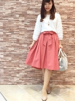 イレギュラーヘムコットンライクスカート/キャメル