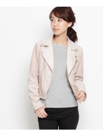 【WEB/名古屋高島屋店限定】フェイクレザーライダースジャケット/ライトグレー(711)