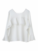 レースアップフリルブラウス/オフホワイト