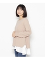 レイヤード風クルーネックカットソー/ベージュ(052)