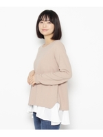 レイヤード風クルーネックカットソー/ベージュ(052)