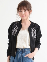 【WEB限定価格】刺繍入りリブブルゾン/ブラック