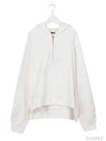 ジップフーディロングパーカー/ホワイト