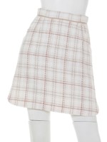 チェックツイード台形ミニスカート/ベージュ