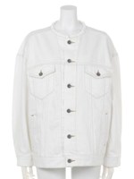 ノーカラーロングGジャン/オフホワイト