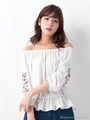 袖刺繍ボリューム袖/オフショル/オフホワイト/A