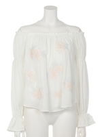 エンブロイドオフショルTOP/WHT