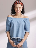 Lee×安西こずえ/別注オフショルデニムトップス/インディゴ