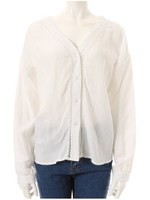 Vネックラインデザインブラウス/ホワイト